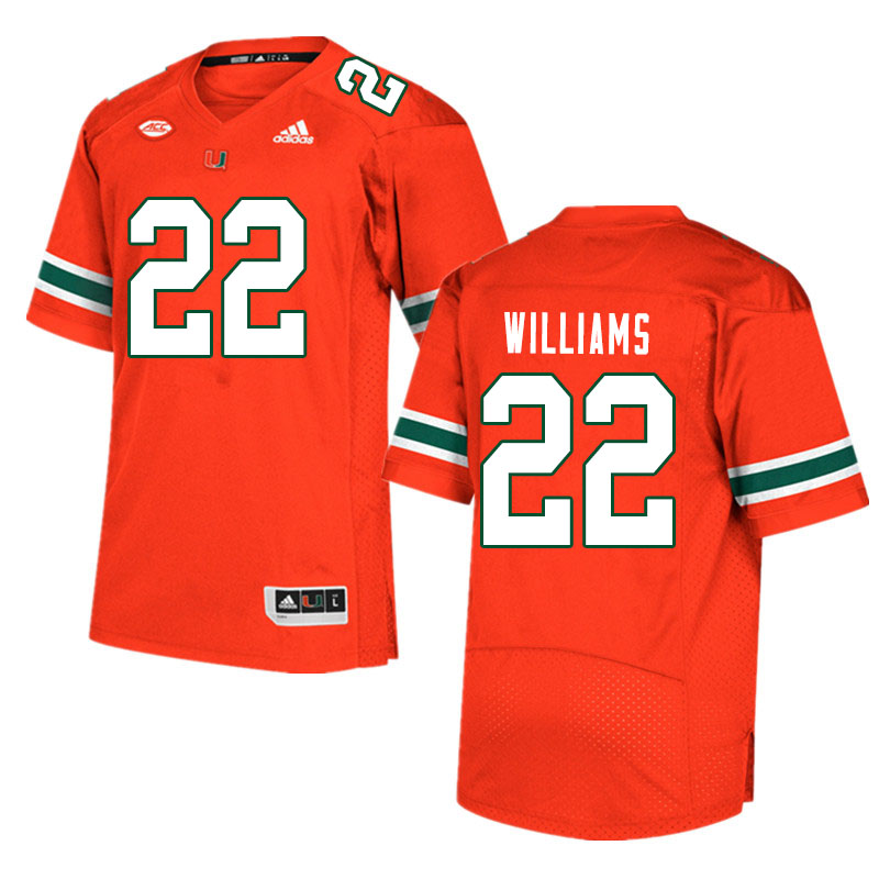 Men #22 Cameron Williams Miami Hurricanes College Football Jerseys Sale-Orange - Click Image to Close